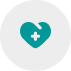 A teal heart with a white medical cross inside.