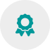 A blue award ribbon icon on a light background.
